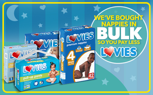 WE'VE GOT NAPPIES IN BULK SO YOU PAY LESS