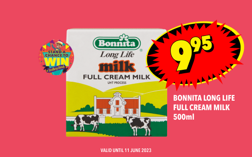 BONNITA LONG LIFE FULL CREAM MILK 500ml, 9,95