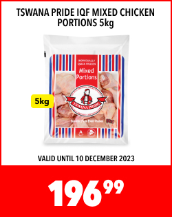 TSWANA PRIDE IQF MIXED CHICKEN PORTIONS 5kg, 196,99