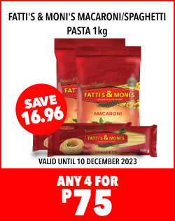 FATTI'S & MONIES MACARONI/SPAGHETTI PASTA 1kg, ANY 4 FOR P75