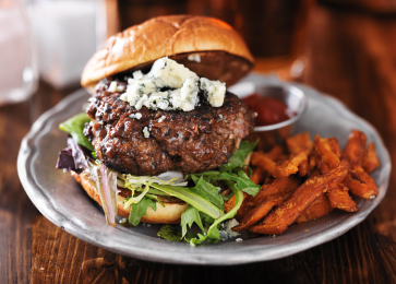 Juicy Blue Cheese Burgers! Perfect for World Whisky Day