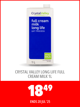 CRYSTAL VALLEY LONG LIFE FULL CREAM MILK