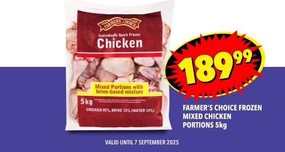 FARMER'S CHOICE FROZEN MIXED CHICKEN PORTIONS 5kg, 189,99