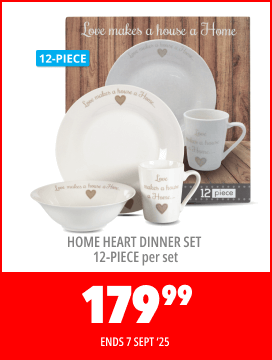 HOME HEART DINNER SET 12 PIECE PER SET, 179,99