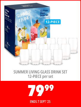 SUMMER LIVING GLASS DRINK SET 12-PIECE PER SET, 79,99