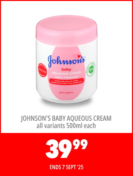 JOHNSON'S BABY AQUEOUS CREAM ALL VARIANTS 500ml EACH, 39,99